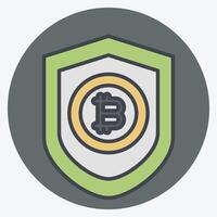 Icon Bitcoin Protection. related to Cryptography symbol. color mate style. simple design illustration vector