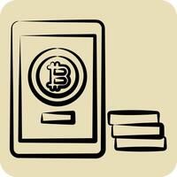 Icon Bitcoin Payment. related to Cryptography symbol. hand drawn style. simple design illustration vector