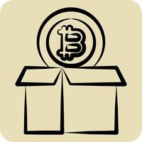 Icon Bitcoin Parcel. related to Cryptography symbol. hand drawn style. simple design illustration vector