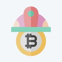 Icon Bitcoin Minor Hat. related to Cryptography symbol. flat style. simple design illustration vector