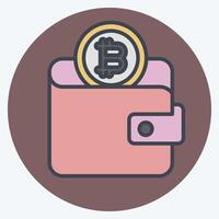 Icon Bitcoin Wallet. related to Cryptography symbol. color mate style. simple design illustration vector