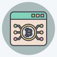 Icon Bitcoin Web. related to Cryptography symbol. color mate style. simple design illustration vector