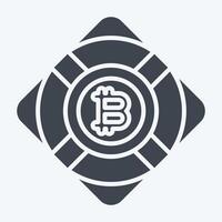 Icon Bitcoin Safety. related to Cryptography symbol. glyph style. simple design illustration vector