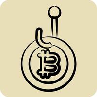 Icon Bitcoin Phising. related to Cryptography symbol. hand drawn style. simple design illustration vector