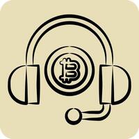 Icon Bitcoin Support. related to Cryptography symbol. hand drawn style. simple design illustration vector