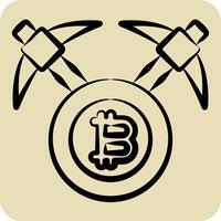 Icon Bitcoin mining Axe. related to Cryptography symbol. hand drawn style. simple design illustration vector