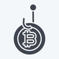 Icon Bitcoin Phising. related to Cryptography symbol. glyph style. simple design illustration vector
