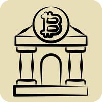 Icon Bitcoin Bank. related to Cryptography symbol. hand drawn style. simple design illustration vector