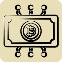 Icon Digital Currency. related to Cryptography symbol. hand drawn style. simple design illustration vector
