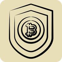 Icon Bitcoin Protection. related to Cryptography symbol. hand drawn style. simple design illustration vector