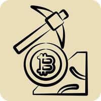 Icon Bitcoin Mining. related to Cryptography symbol. hand drawn style. simple design illustration vector