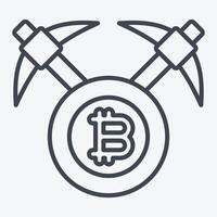 Icon Bitcoin mining Axe. related to Cryptography symbol. line style. simple design illustration vector