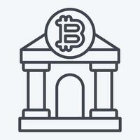 Icon Bitcoin Bank. related to Cryptography symbol. line style. simple design illustration vector
