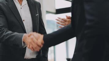Happy, business people and hands clapping at meeting with notebooks in office for seminar or trade show. Smile, corporate group and conference with applause in boardroom for training interns video