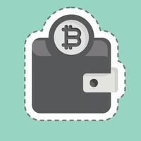 Sticker line cut Bitcoin Wallet. related to Cryptography symbol. simple design illustration vector
