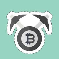 Sticker line cut Bitcoin mining Axe. related to Cryptography symbol. simple design illustration vector