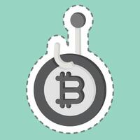 Sticker line cut Bitcoin Phising. related to Cryptography symbol. simple design illustration vector