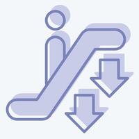Icon Down Escalator. related to Airport symbol. two tone style. simple design illustration vector