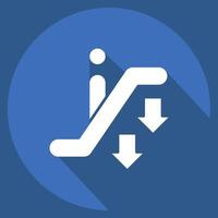 Icon Down Escalator. related to Airport symbol. long shadow style. simple design illustration vector