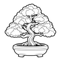 Detailed and adorable bonsai tree line art in format with clean lines and simple design. vector