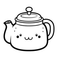 Detailed teapot outline icon in clean, cute style. Perfect for graphics and simple designs. vector