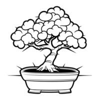 Detailed and adorable bonsai tree line art in format with clean lines and simple design. vector