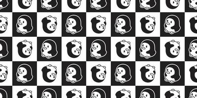penguin Seamless pattern bird cartoon checked doodle scarf isolated tile background repeat wallpaper illustration design vector