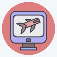 Icon Flight Check In. related to Airport symbol. color mate style. simple design illustration vector