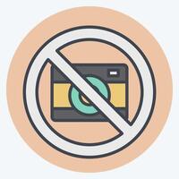 Icon Camera Prohibited. related to Airport symbol. color mate style. simple design illustration vector