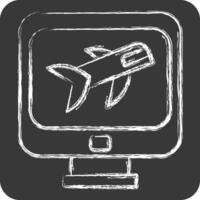 Icon Flight Check In. related to Airport symbol. chalk Style. simple design illustration vector