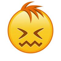 Expression of shame face Large size of yellow emoji smile with hair vector