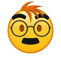 Face with glasses and mustache Large size of yellow emoji smile with hair vector