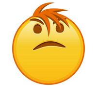 Face with an expression of displeasure Large size of yellow emoji smile with hair vector