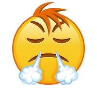 Face with an expression of displeasure Large size of yellow emoji smile with hair vector