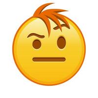 Face with one eyebrow raised Large size of yellow emoji smile with hair vector