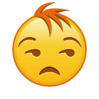 Face with expression of disapproval Large size of yellow emoji smile with hair vector