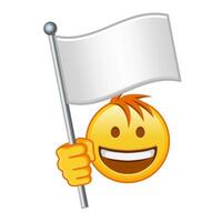 Emoji with white flag Large size of yellow emoji smile with hair vector