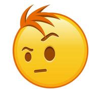 Face with one eyebrow raised Large size of yellow emoji smile with hair vector