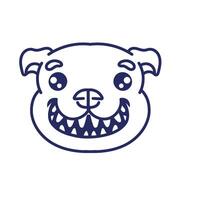 Smiling bulldog face line drawing isolated on white background. vector