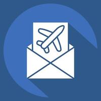 Icon Mail Confirmation. related to Airport symbol. long shadow style. simple design illustration vector