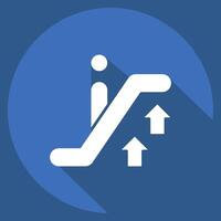 Icon Up Escalator. related to Airport symbol. long shadow style. simple design illustration vector