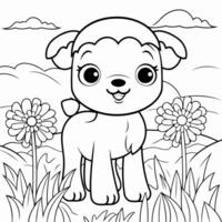 Clean line sheep icon for coloring. vector