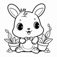 Clean line rabbit icon for coloring. vector