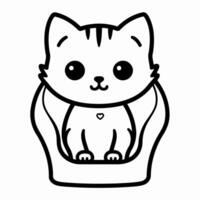 Clean line cat icon for coloring. vector