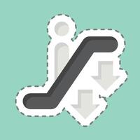 Sticker line cut Down Escalator. related to Airport symbol. simple design illustration vector