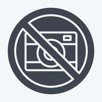 Icon Camera Prohibited. related to Airport symbol. glyph style. simple design illustration vector