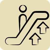 Icon Up Escalator. related to Airport symbol. hand drawn style. simple design illustration vector