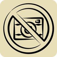 Icon Camera Prohibited. related to Airport symbol. hand drawn style. simple design illustration vector