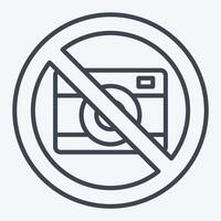 Icon Camera Prohibited. related to Airport symbol. line style. simple design illustration vector