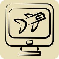 Icon Flight Check In. related to Airport symbol. hand drawn style. simple design illustration vector
